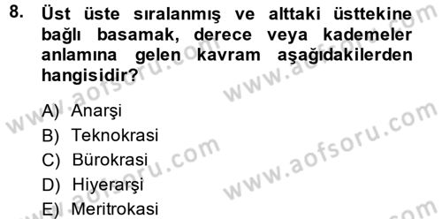 Yerel Yönetimler Dersi 2013 - 2014 Yılı (Final) Dönem Sonu Sınav Soruları 8. Soru