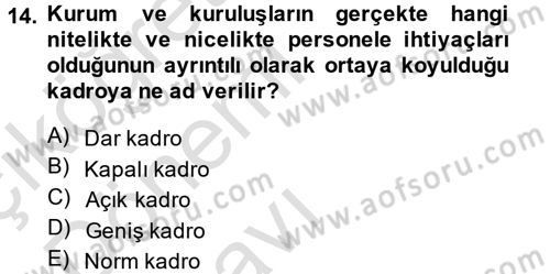 Yerel Yönetimler Dersi 2013 - 2014 Yılı Tek Ders Sınav Soruları 14. Soru
