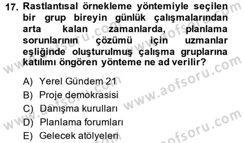 Yerel Yönetimler Dersi 2013 - 2014 Yılı Tek Ders Sınav Soruları 17. Soru
