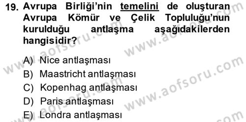 Yerel Yönetimler Dersi 2013 - 2014 Yılı Tek Ders Sınav Soruları 19. Soru