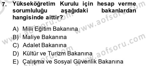 Yerel Yönetimler Dersi 2013 - 2014 Yılı Tek Ders Sınav Soruları 7. Soru