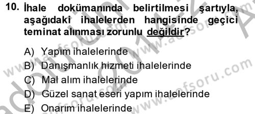 Yerel Yönetimler Dersi 2014 - 2015 Yılı (Vize) Ara Sınav Soruları 10. Soru