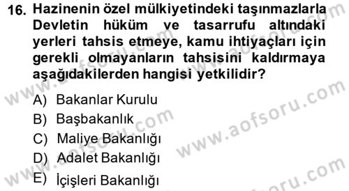 Yerel Yönetimler Dersi 2014 - 2015 Yılı (Vize) Ara Sınav Soruları 16. Soru