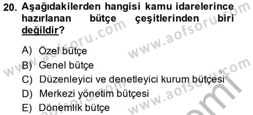 Yerel Yönetimler Dersi 2014 - 2015 Yılı (Vize) Ara Sınav Soruları 20. Soru