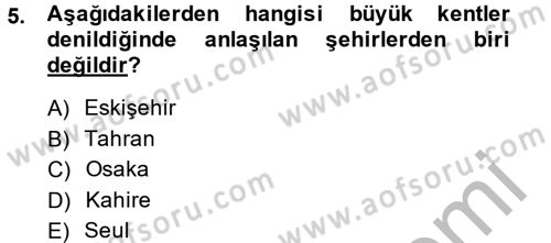 Yerel Yönetimler Dersi 2014 - 2015 Yılı (Vize) Ara Sınav Soruları 5. Soru