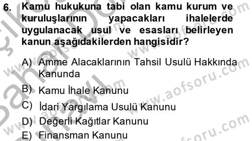 Yerel Yönetimler Dersi 2014 - 2015 Yılı (Vize) Ara Sınav Soruları 6. Soru