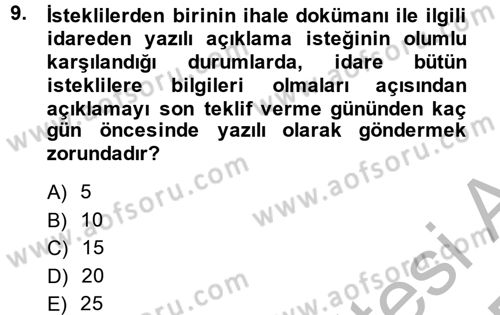 Yerel Yönetimler Dersi 2014 - 2015 Yılı (Vize) Ara Sınav Soruları 9. Soru