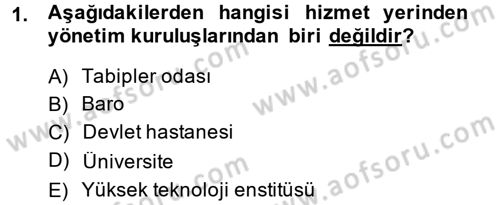 Yerel Yönetimler Dersi 2014 - 2015 Yılı (Final) Dönem Sonu Sınav Soruları 1. Soru