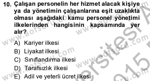 Yerel Yönetimler Dersi 2014 - 2015 Yılı (Final) Dönem Sonu Sınav Soruları 10. Soru