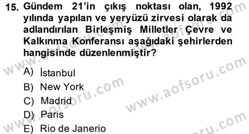 Yerel Yönetimler Dersi 2014 - 2015 Yılı (Final) Dönem Sonu Sınav Soruları 15. Soru