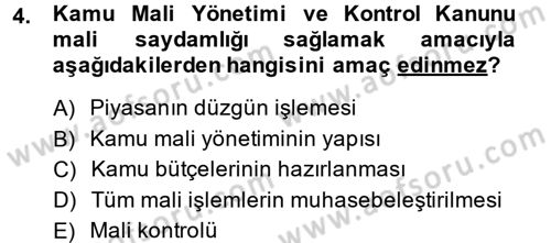 Yerel Yönetimler Dersi 2014 - 2015 Yılı (Final) Dönem Sonu Sınav Soruları 4. Soru