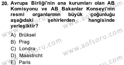 Yerel Yönetimler Dersi 2014 - 2015 Yılı Tek Ders Sınav Soruları 20. Soru