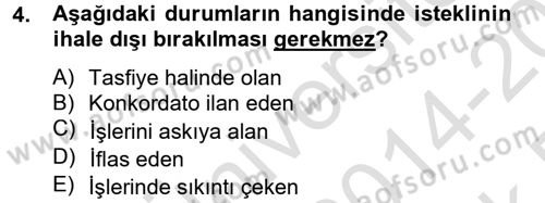 Yerel Yönetimler Dersi 2014 - 2015 Yılı Tek Ders Sınav Soruları 4. Soru