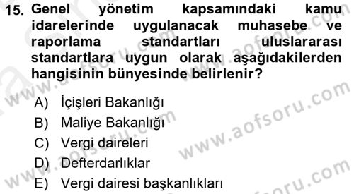 Yerel Yönetimler Dersi 2015 - 2016 Yılı (Vize) Ara Sınav Soruları 15. Soru