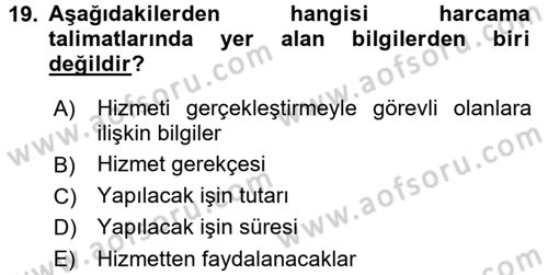 Yerel Yönetimler Dersi 2015 - 2016 Yılı (Vize) Ara Sınav Soruları 19. Soru