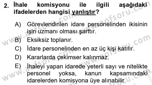 Yerel Yönetimler Dersi 2015 - 2016 Yılı (Vize) Ara Sınav Soruları 2. Soru