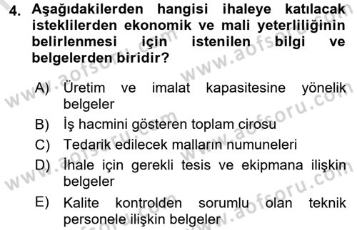 Yerel Yönetimler Dersi 2015 - 2016 Yılı (Final) Dönem Sonu Sınav Soruları 4. Soru