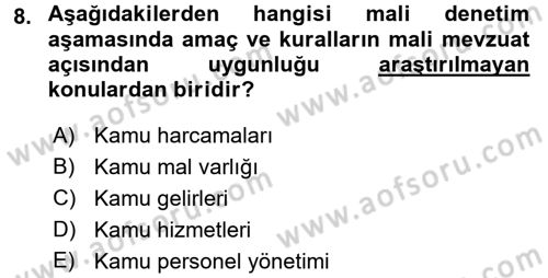 Yerel Yönetimler Dersi 2015 - 2016 Yılı (Final) Dönem Sonu Sınav Soruları 8. Soru