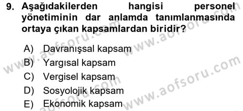 Yerel Yönetimler Dersi 2015 - 2016 Yılı (Final) Dönem Sonu Sınav Soruları 9. Soru