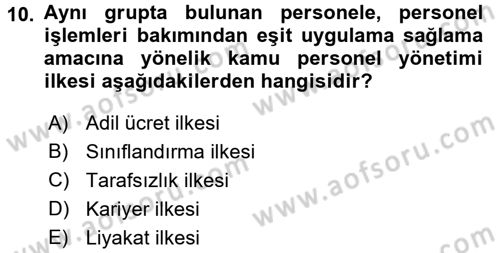 Yerel Yönetimler Dersi 2016 - 2017 Yılı 3 Ders Sınav Soruları 10. Soru