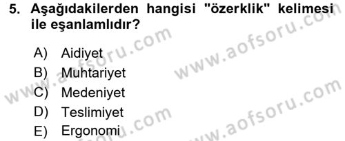 Yerel Yönetimler Dersi 2016 - 2017 Yılı 3 Ders Sınav Soruları 5. Soru