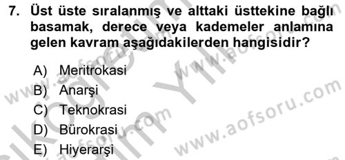 Yerel Yönetimler Dersi 2016 - 2017 Yılı 3 Ders Sınav Soruları 7. Soru