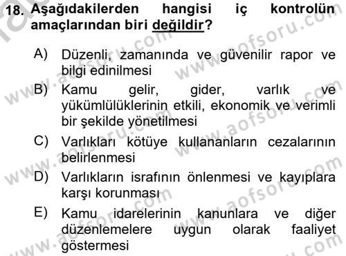 Yerel Yönetimler Dersi 2016 - 2017 Yılı (Vize) Ara Sınav Soruları 18. Soru