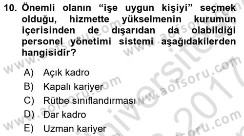 Yerel Yönetimler Dersi 2016 - 2017 Yılı (Final) Dönem Sonu Sınav Soruları 10. Soru