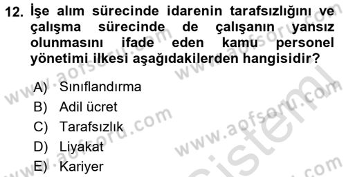 Yerel Yönetimler Dersi 2016 - 2017 Yılı (Final) Dönem Sonu Sınav Soruları 12. Soru