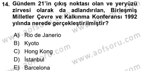 Yerel Yönetimler Dersi 2016 - 2017 Yılı (Final) Dönem Sonu Sınav Soruları 14. Soru