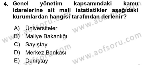 Yerel Yönetimler Dersi 2016 - 2017 Yılı (Final) Dönem Sonu Sınav Soruları 4. Soru