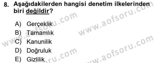 Yerel Yönetimler Dersi 2016 - 2017 Yılı (Final) Dönem Sonu Sınav Soruları 8. Soru