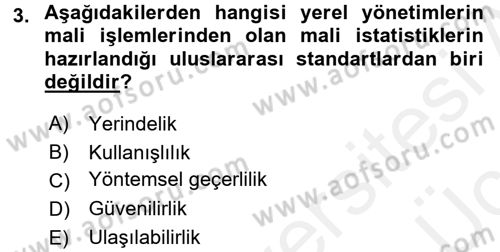 Yerel Yönetimler Dersi 2017 - 2018 Yılı 3 Ders Sınav Soruları 3. Soru