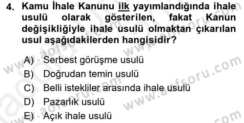 Yerel Yönetimler Dersi 2017 - 2018 Yılı 3 Ders Sınav Soruları 4. Soru