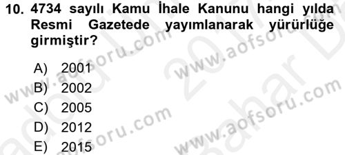 Yerel Yönetimler Dersi 2017 - 2018 Yılı (Vize) Ara Sınav Soruları 10. Soru