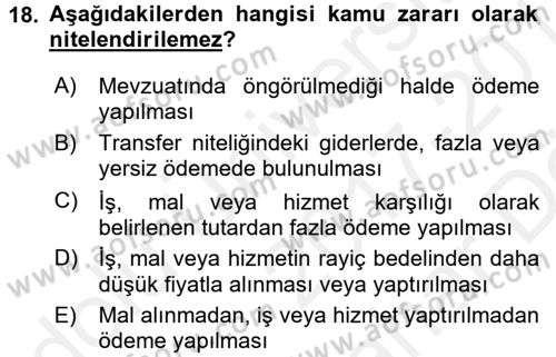 Yerel Yönetimler Dersi 2017 - 2018 Yılı (Vize) Ara Sınav Soruları 18. Soru