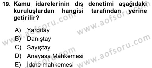 Yerel Yönetimler Dersi 2017 - 2018 Yılı (Vize) Ara Sınav Soruları 19. Soru