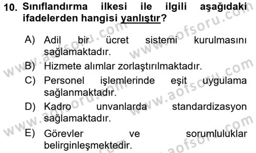 Yerel Yönetimler Dersi 2017 - 2018 Yılı (Final) Dönem Sonu Sınav Soruları 10. Soru