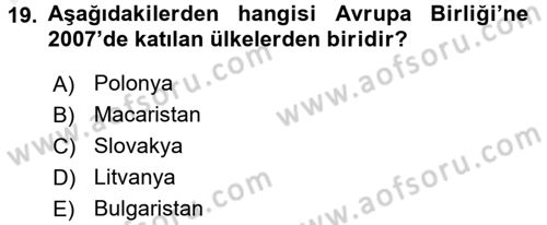 Yerel Yönetimler Dersi 2017 - 2018 Yılı (Final) Dönem Sonu Sınav Soruları 19. Soru
