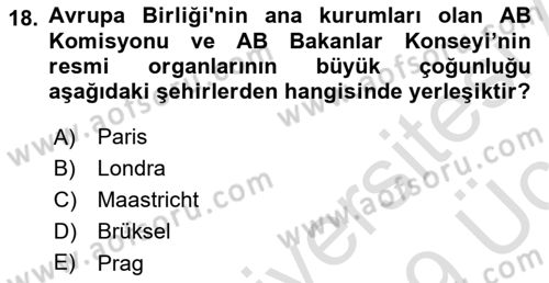 Yerel Yönetimler Dersi 2018 - 2019 Yılı 3 Ders Sınav Soruları 18. Soru