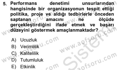 Yerel Yönetimler Dersi 2018 - 2019 Yılı 3 Ders Sınav Soruları 5. Soru