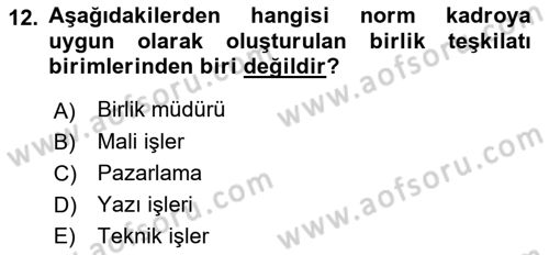 Yerel Yönetimler Dersi 2018 - 2019 Yılı (Vize) Ara Sınav Soruları 12. Soru