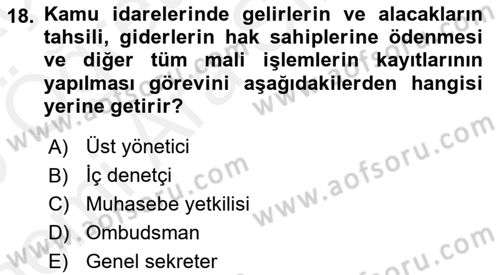 Yerel Yönetimler Dersi 2018 - 2019 Yılı (Vize) Ara Sınav Soruları 18. Soru