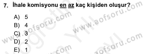 Yerel Yönetimler Dersi 2018 - 2019 Yılı (Vize) Ara Sınav Soruları 7. Soru