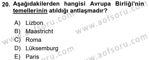 Yerel Yönetimler Dersi 2018 - 2019 Yılı (Final) Dönem Sonu Sınav Soruları 20. Soru