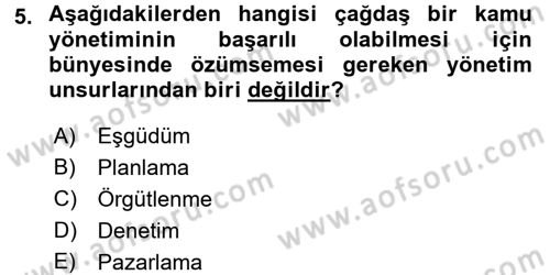 Yerel Yönetimler Dersi 2018 - 2019 Yılı (Final) Dönem Sonu Sınav Soruları 5. Soru