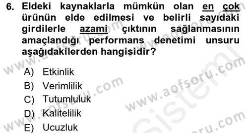 Yerel Yönetimler Dersi 2018 - 2019 Yılı (Final) Dönem Sonu Sınav Soruları 6. Soru