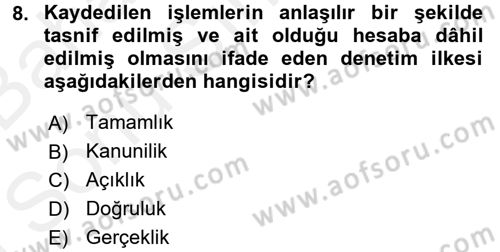 Yerel Yönetimler Dersi 2018 - 2019 Yılı (Final) Dönem Sonu Sınav Soruları 8. Soru
