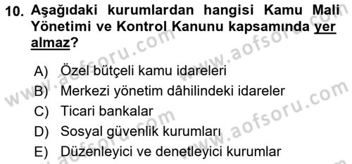 Yerel Yönetimler Dersi 2018 - 2019 Yılı Yaz Okulu Sınav Soruları 10. Soru