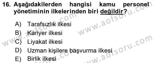 Yerel Yönetimler Dersi 2018 - 2019 Yılı Yaz Okulu Sınav Soruları 16. Soru